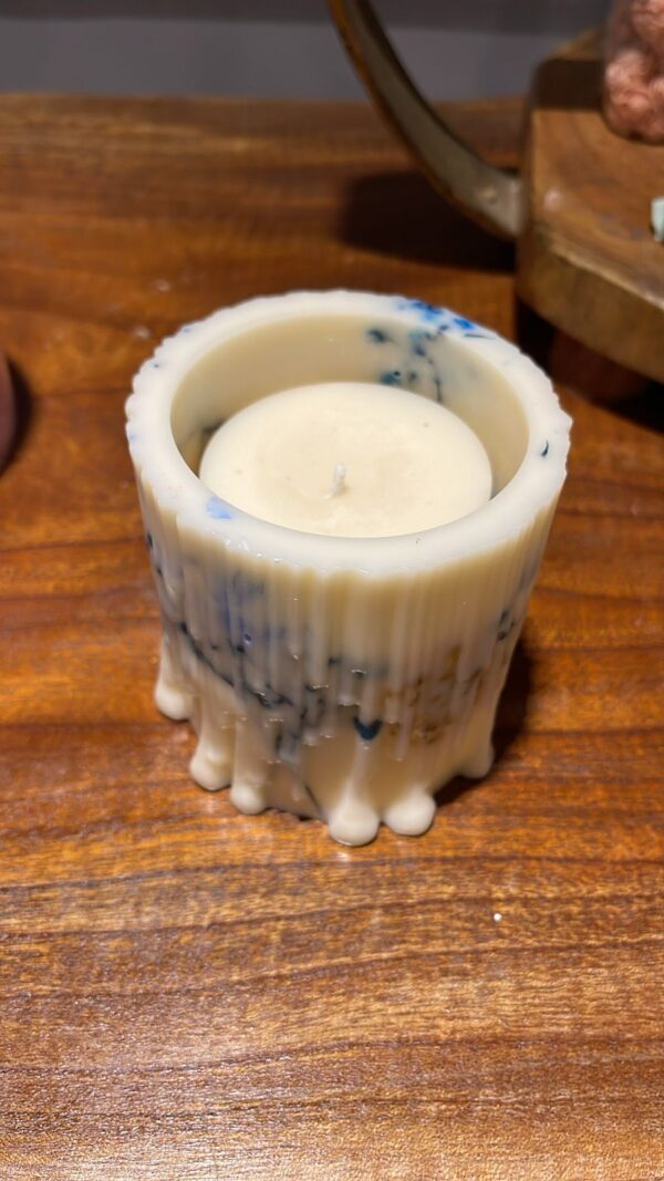 Blue Marble Drip Candle
