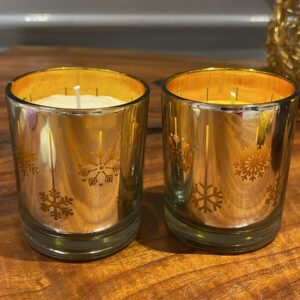 Golden Snowflake Glass Candle