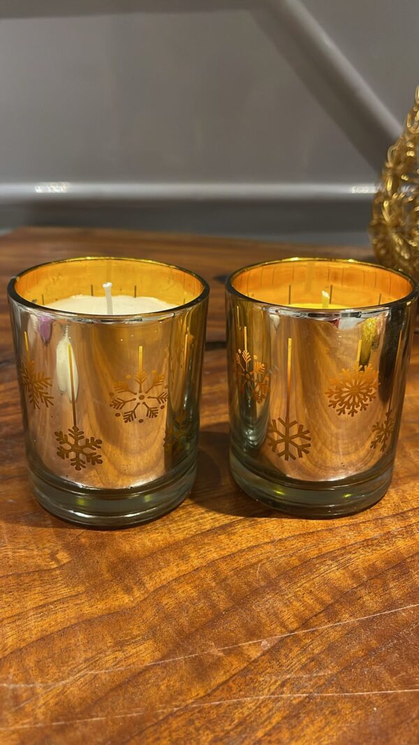 Golden Snowflake Glass Candle