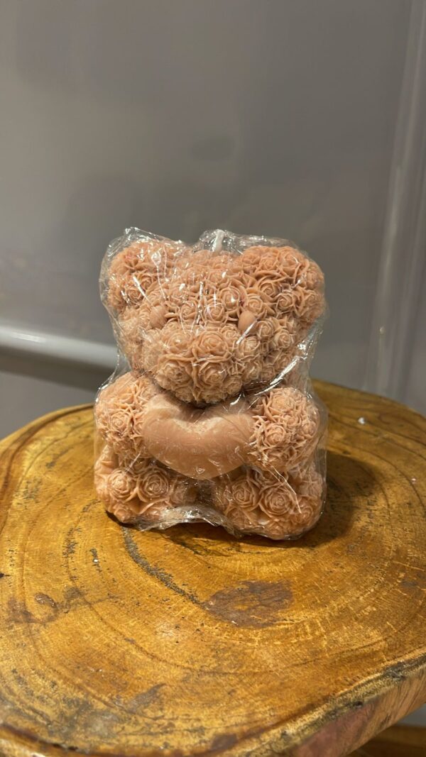Handcrafted Rose Teddy Bear Candle